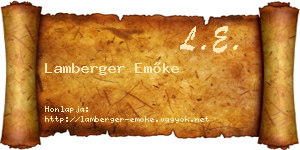 Lamberger Emőke névjegykártya